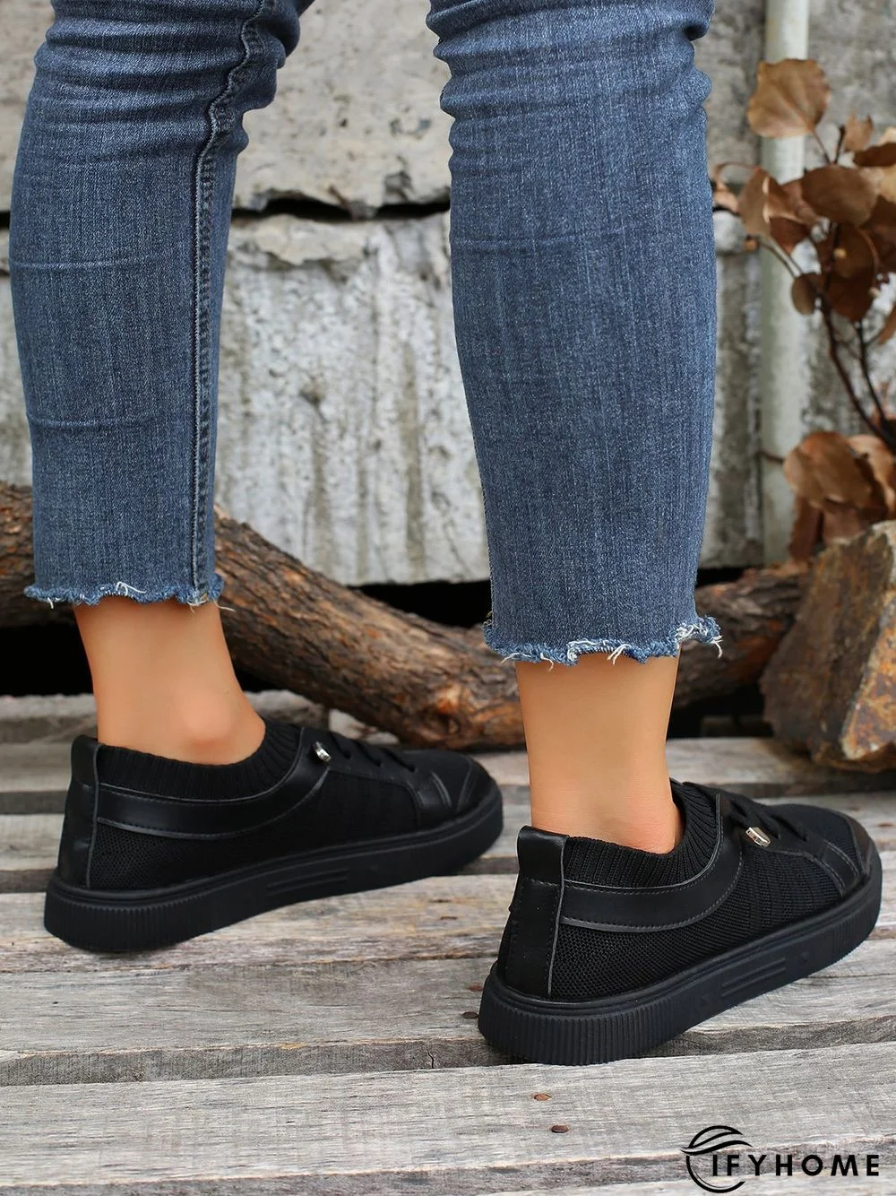 Women's Plain Color Split Joint lip On Fly Woven Shoes | IFYHOME