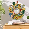 5D DIY Special Shape Diamond Painting Desk Ornament Handmade Clock Kit(Sunflower Rooster)