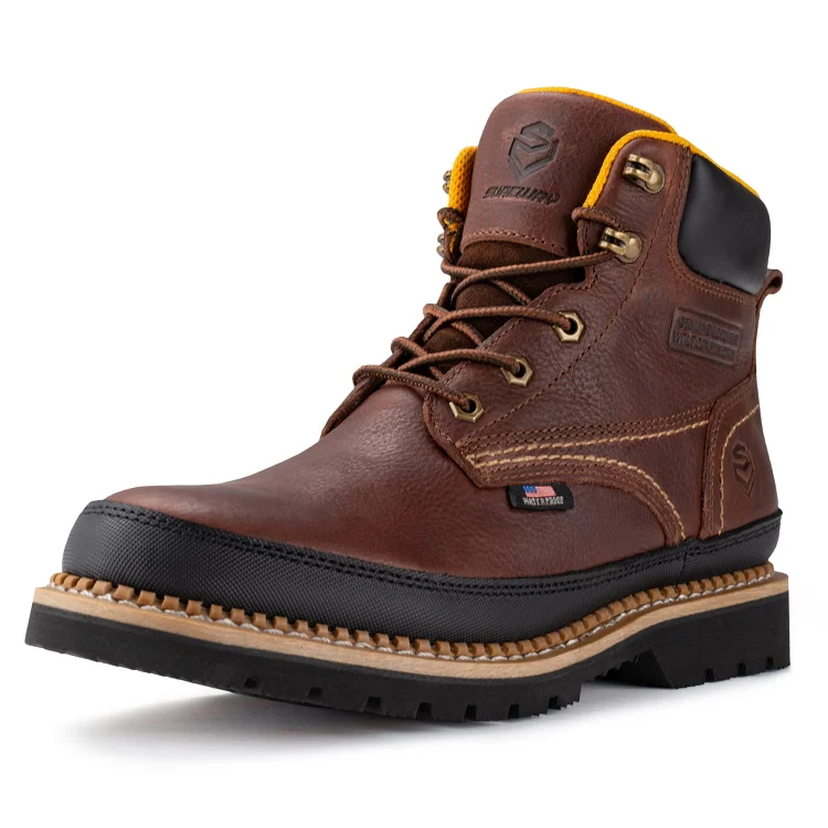 SUREWAY 6 Inch Men's Waterproof Soft Toe Work Boots,EH Safety Industrial Construction Shoes Surewaystore