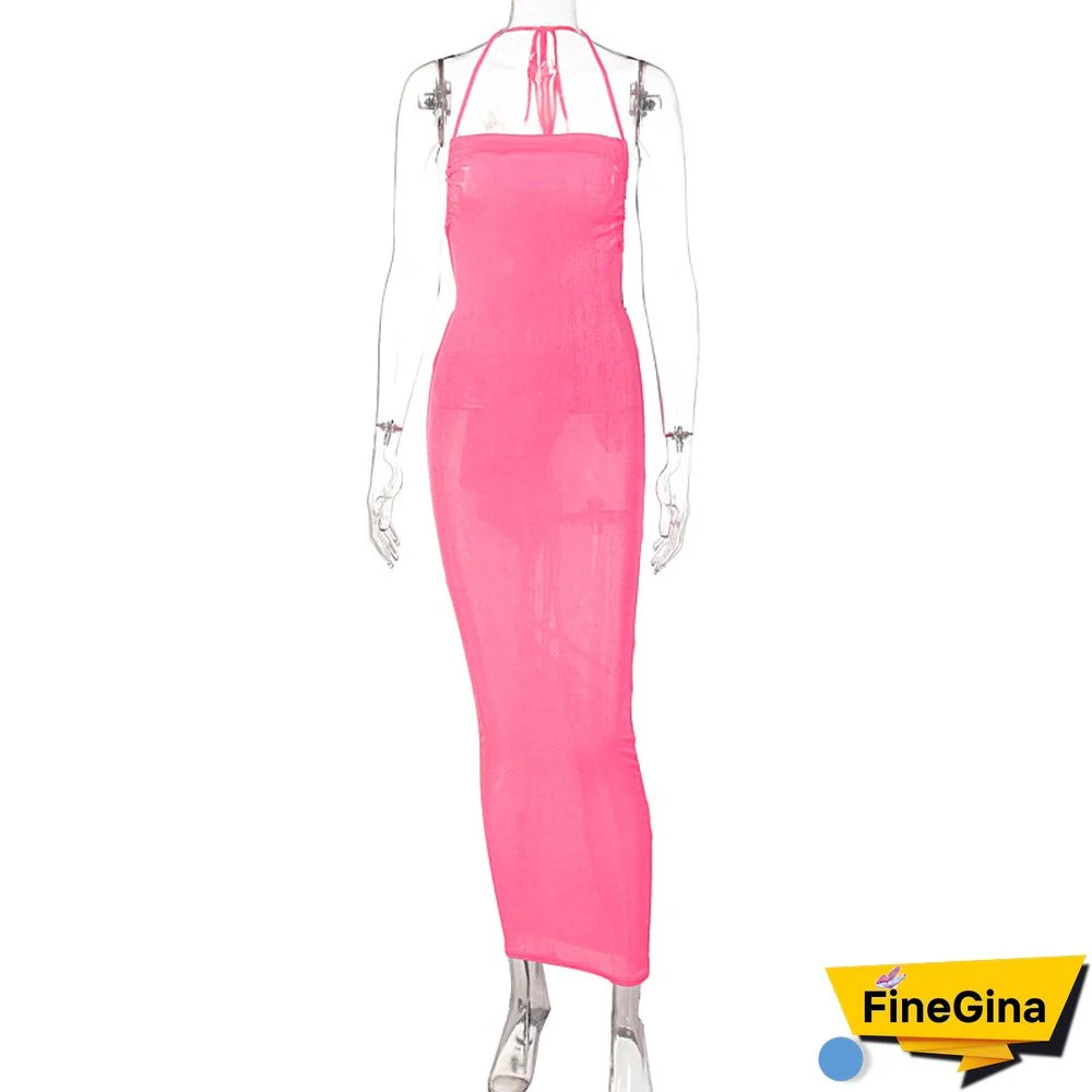 Backless Maxi Dress Sexy Orange Spaghetti Strap Slim Dress For Women Long Club Party Beach Dress Summer Blue Outfits New