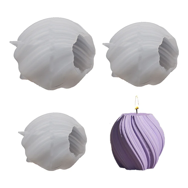 3PCS Scented Wax Silicone Mold Rotating Irregular Wave for Home Party Decoration