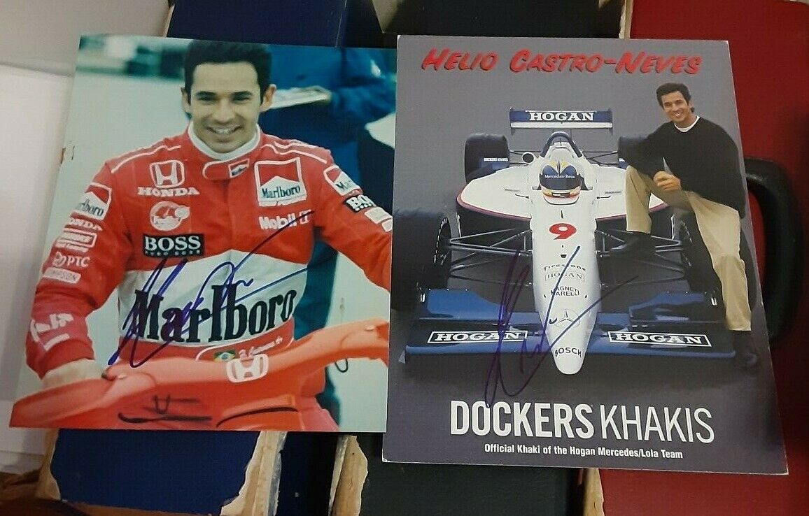 HELIO CASTRONEVES Indy 500 Racing Champion SIGNED AUTOGRAPHED Plaque Card + 8X10