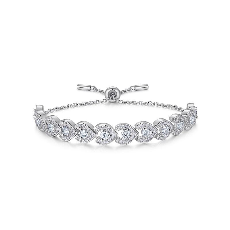  Moissanite Bracelet 925 Sterling Silver with 18K Gold Plating Adjustable Hypoallergenic Comes with Certificate