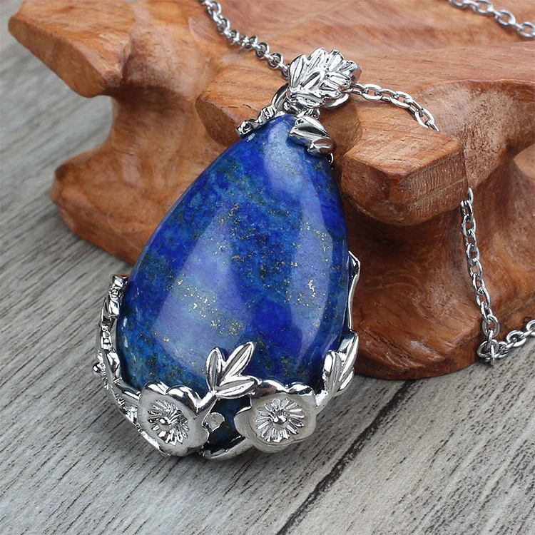 Natural Stone Water Drop Lapis Lazuli Necklace
