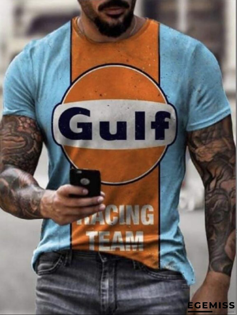 Men's Animation Loose Youth Sports Round Neck Bottomed T-shirt | EGEMISS