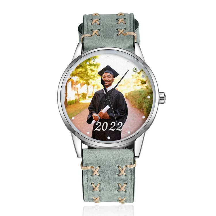 Personalized Photo Watch Leather Strap Graduation Gift