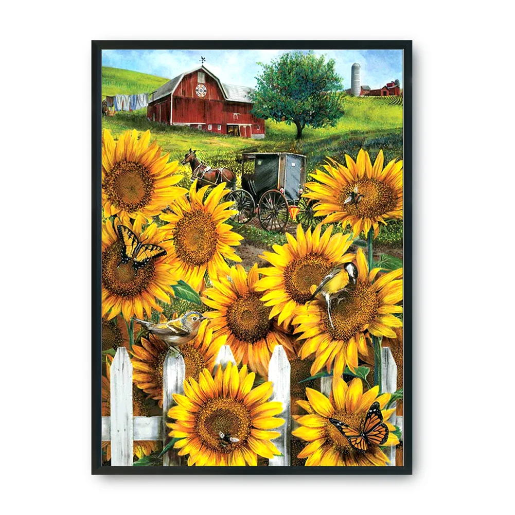 11CT Stamped Cross Stitch - Garden Sunflower(Canvas|36*46CM)