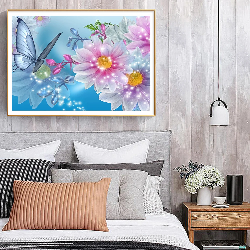 Diamond Painting - Full Round Drill - Butterfly Flower(40*30cm)