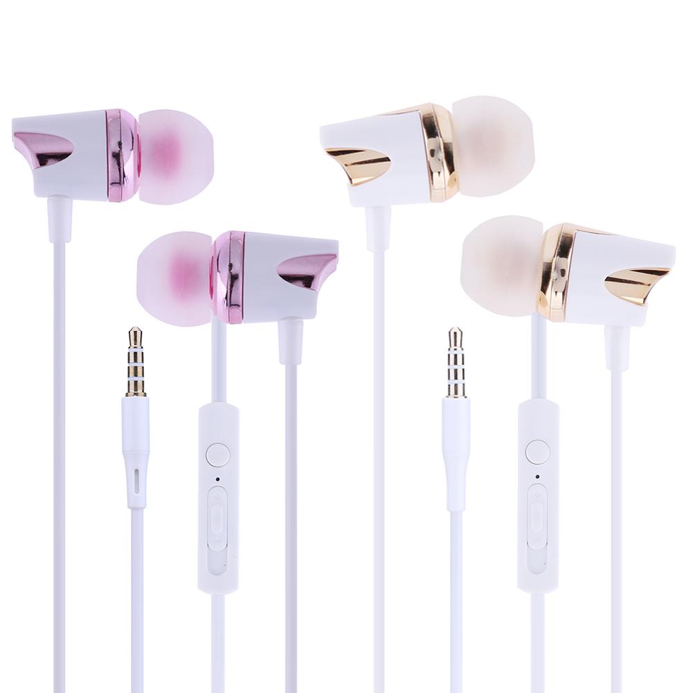 

3.5mm In-ear Wired Bass Stereo Earphone Headset With MIC for iOS Android, Rose gold, 501 Original