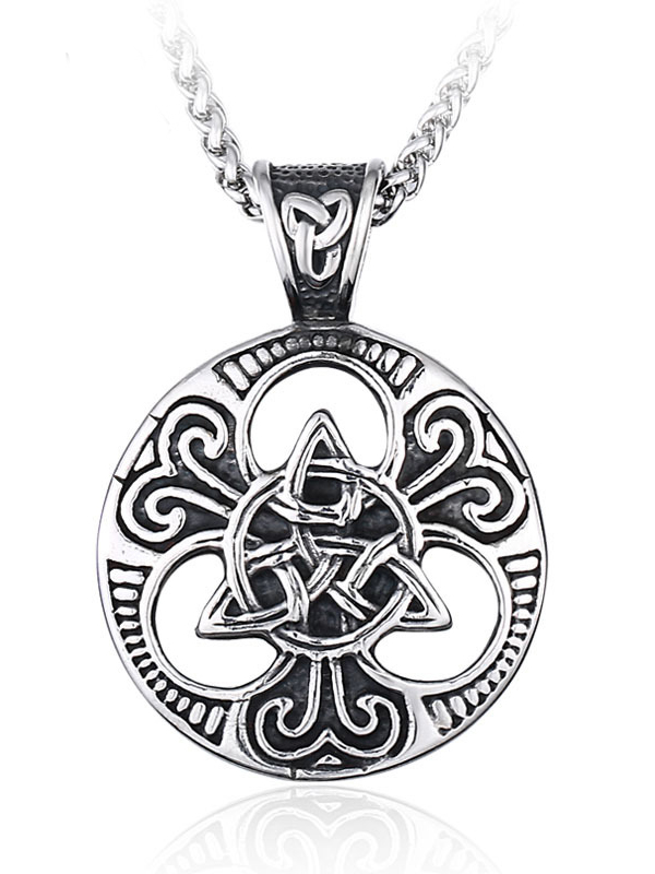 Vintage Stainless Steel Viking Odin Trinity Necklace Pendant