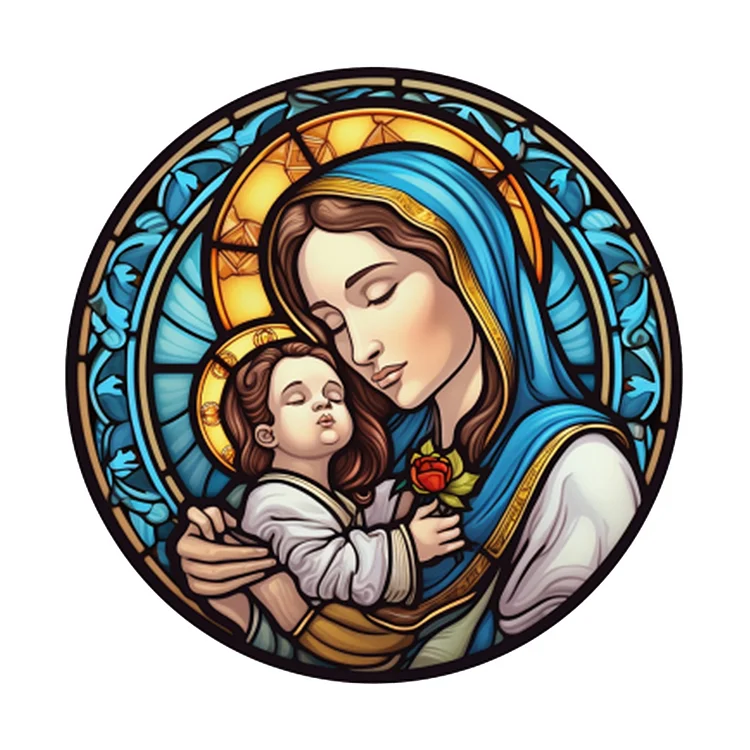 Stained Glass Jesus Blessed Virgin - Full Round - Diamond Painting (30*30cm)