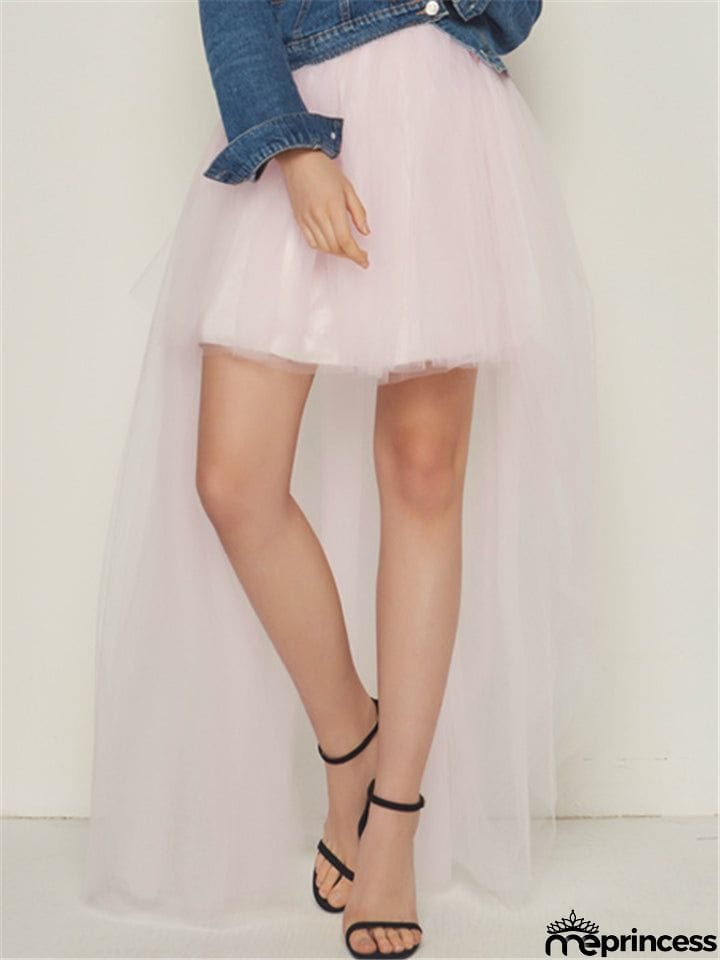 Casual Trendy Irregular Hem Sexy Tulle Solid Color Skirts For Women