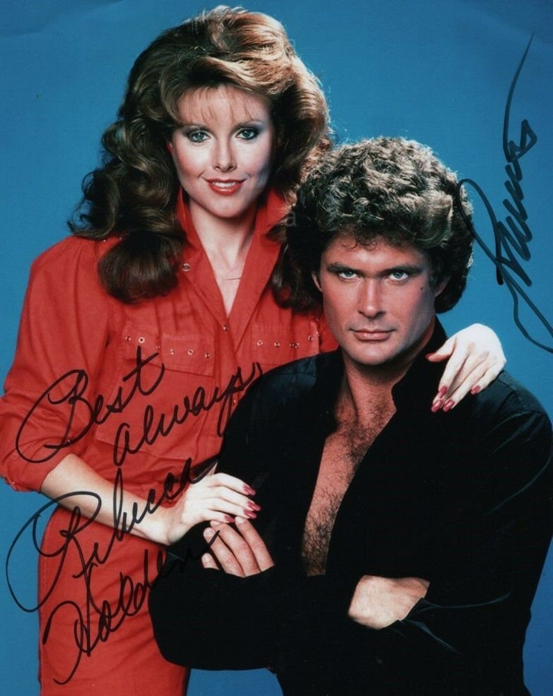 David hasselhoff and rebecca holden signed autographed knight rider Photo Poster painting