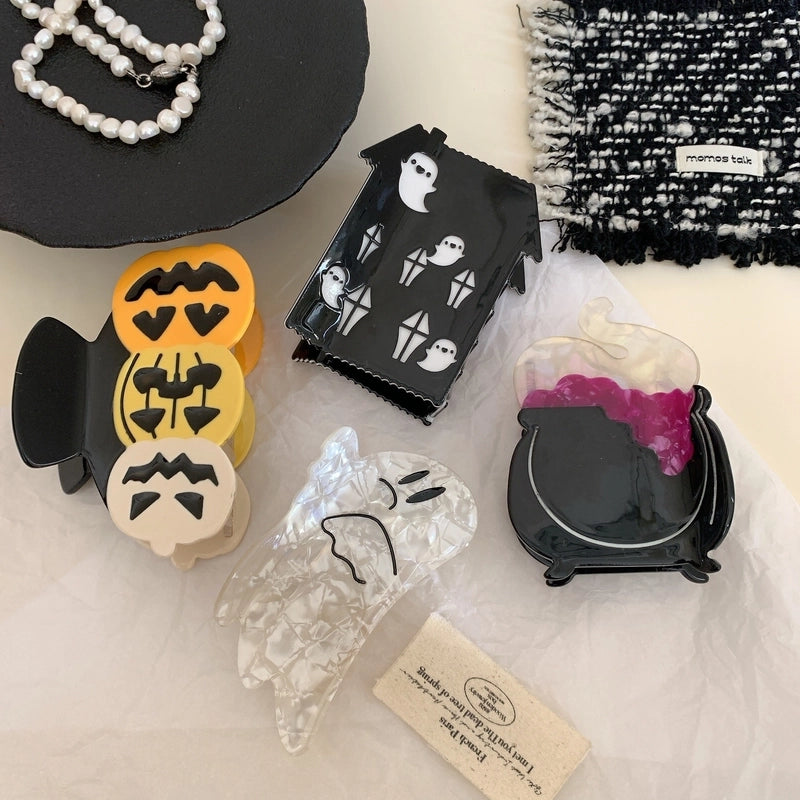 Halloween IG Style Women’s Pumpkin Castle Ghost Acetic Acid Sheets Hair Claws