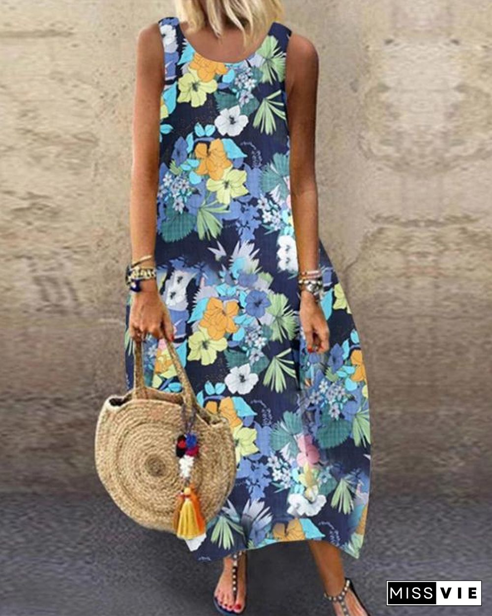 Boho Ethnic Style Sundress Dress