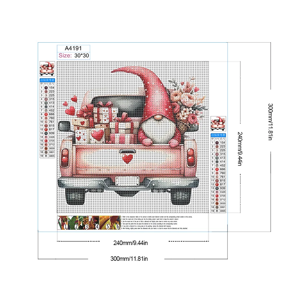 Diamond Painting - Full Round Drill - Valentine's Day Gnome(Canvas|30*30cm)