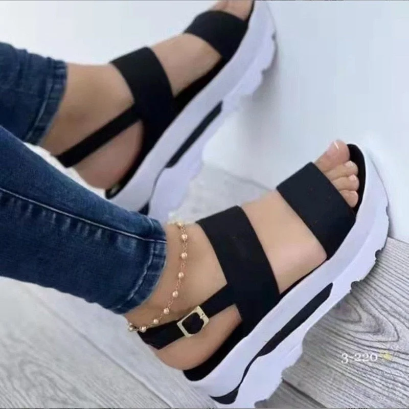 2022 Fashion Wedge Female Platform Buckle Strap Street Summer Shoes Punk Beach Wedges Women Sandals Chunky Sandalias De Mujer