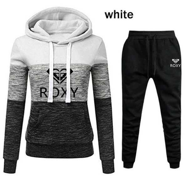 2022 New Womens Tricolor Hoodie Suit Two Piece Outfits Hooded Sweatshirts Pants Sets Sports Jogging Suit Hoody Tracksuits S-4Xl
