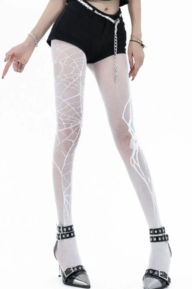 Edgy Goth Spiderweb Y2K Fishnet Tights