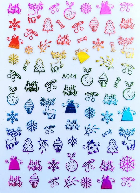 Merry Christmas Nail Art Decals Decoration Self Adhesive Nail Art Stickers Manicure Design White Snow Sticker for Nail Design-Nail Inspo