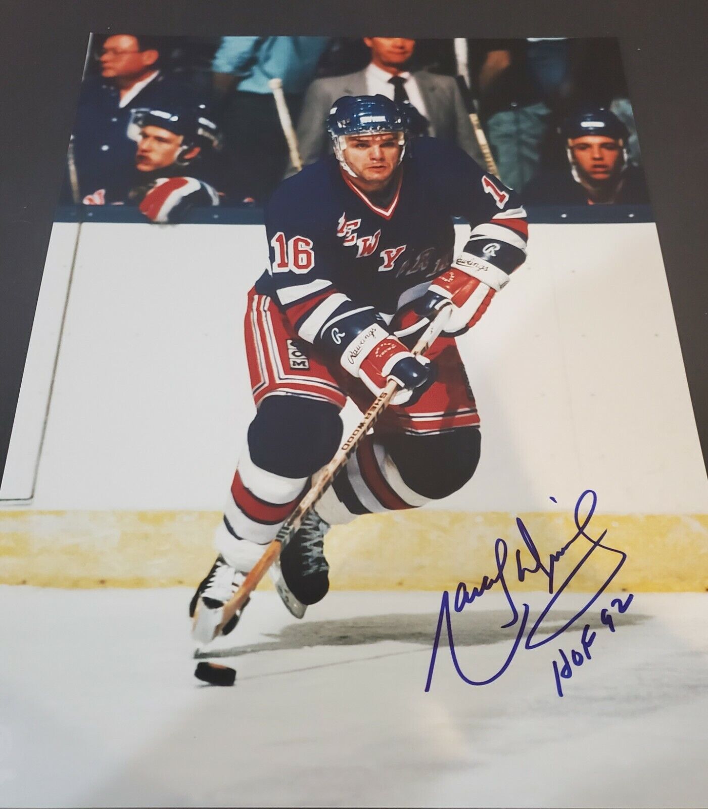 Autographed 11X14 MARCEL DIONNE HOF 92 New york Rangers Photo Poster painting - w/Show Ticket