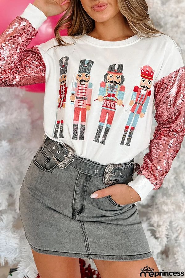 Shiny New Toys Sequined Nutcracker Pullover Sweatshirt