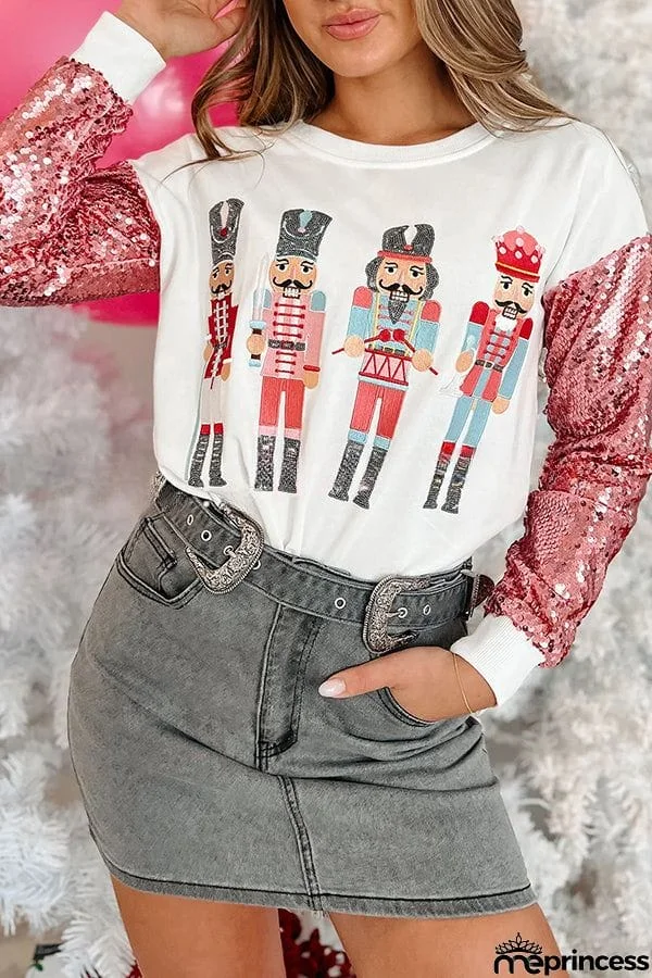 Shiny New Toys Sequined Nutcracker Pullover Sweatshirt