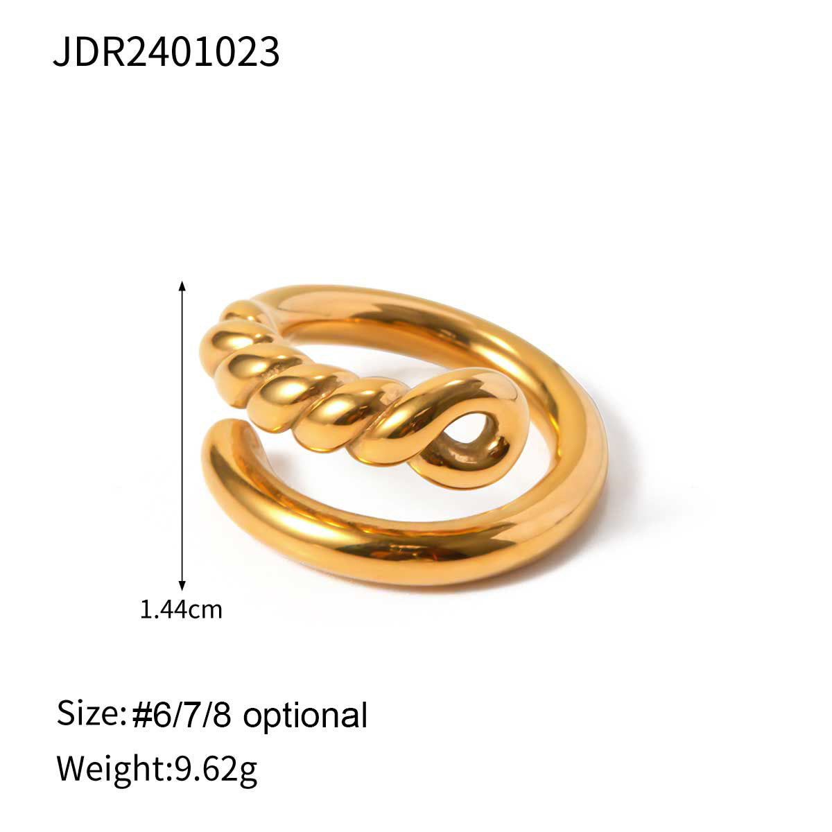 IG Style Twisted Stainless Steel 18K Gold Plated Rings