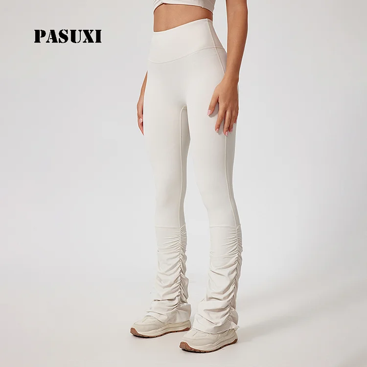 PASUXI High Waist Nude Yoga Pants with Flared Leg Slim Fit Tummy Control Workout Sports Leggings huanwei