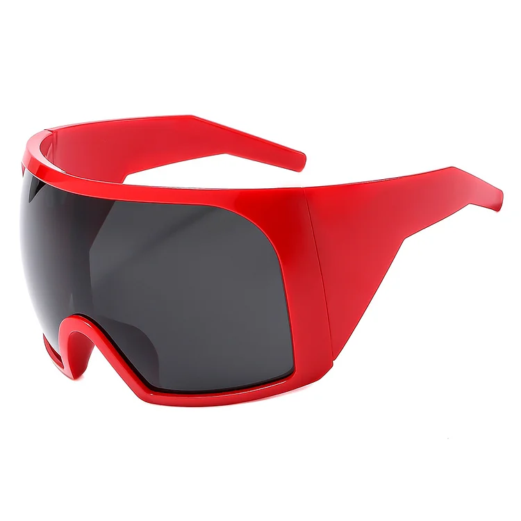 Large Frame One-Piece Outdoor Sun Protection Cycling Sports Windproof Sunglasses at Hiphopee