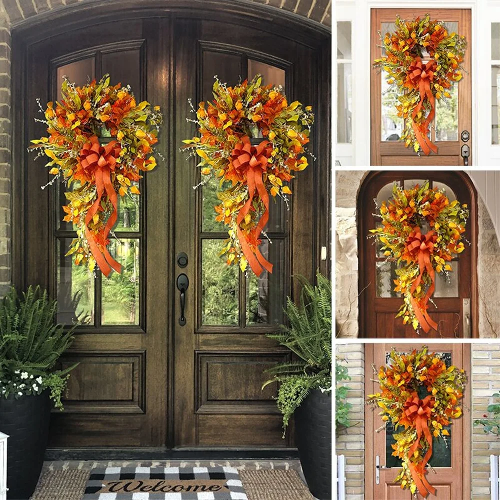 Autumn outdoor bow garland decoration