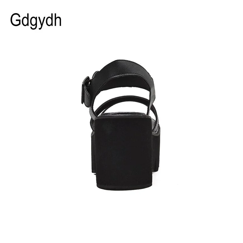 Gdgydh Black Platform Women Sandals Summer 2021 Female Shoes Woman Block Heel Fashion Buckle Causal Sandals Cheap High Quality