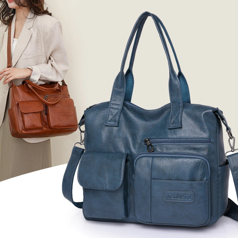 Women’s Pu Leather Solid Color Streetwear Square Zipper Handbag Crossbody Bag