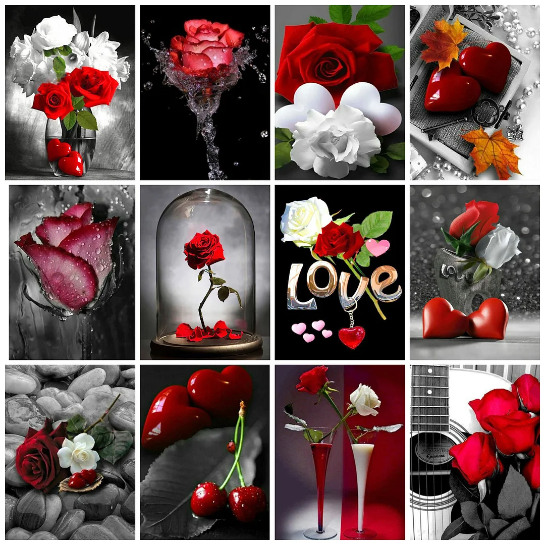 Diamond Painting - Full Round/Square Drill - Red Rose(30*40 - 50*60cm)