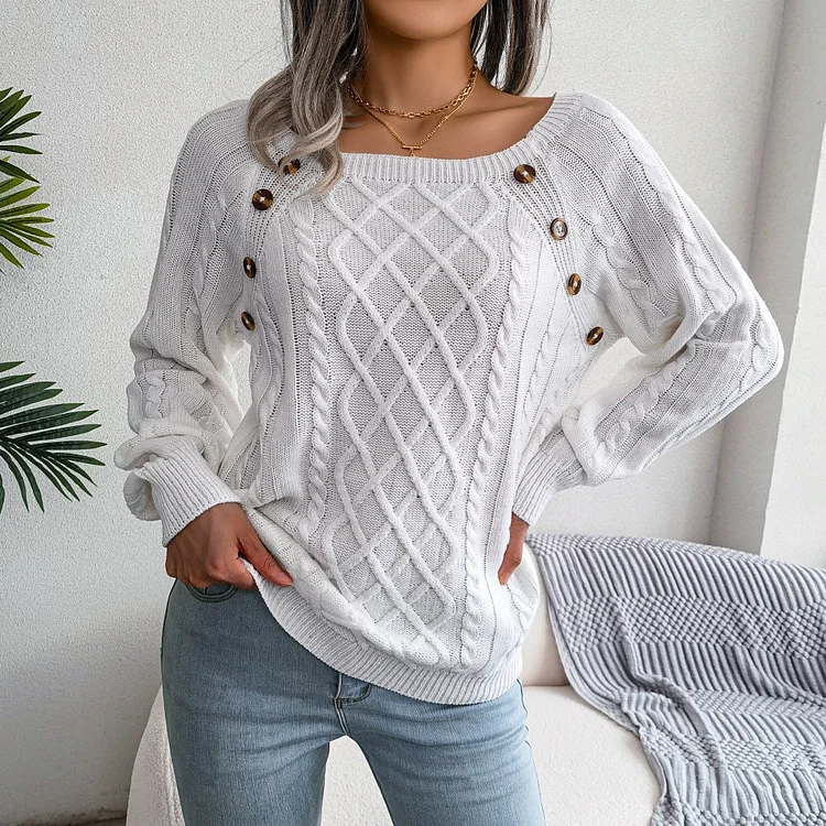 Button Twist Sweater For Women