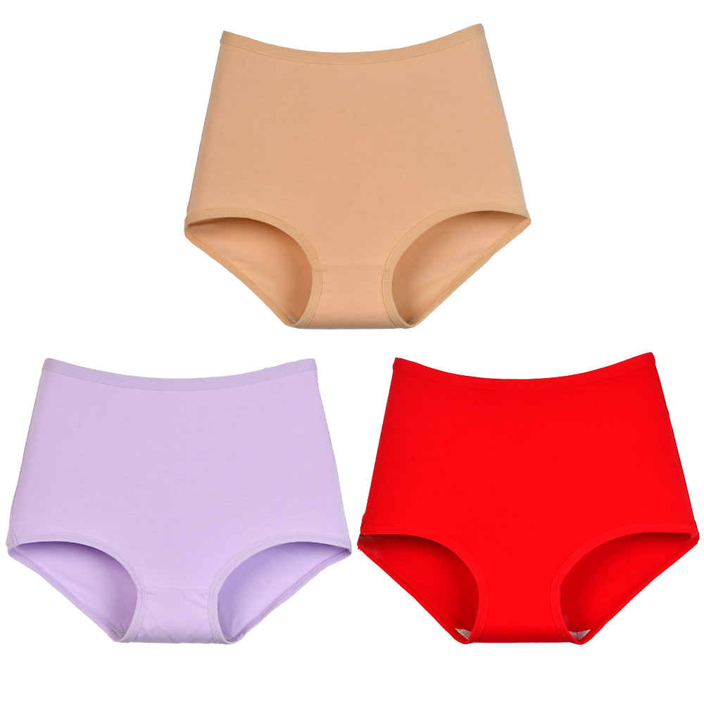 Xinkeke 3Pcs Women Cotton High Waist Panties Breathable Briefs  Plus Size Lingerie Seamless Ladies Panty Underpants Oversize Underwear