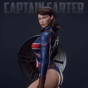 Pornhint Captain Carter NSFW Avengers STL Model for Resin Printer Figure 3D Printing High Quality Diorama NSFW
