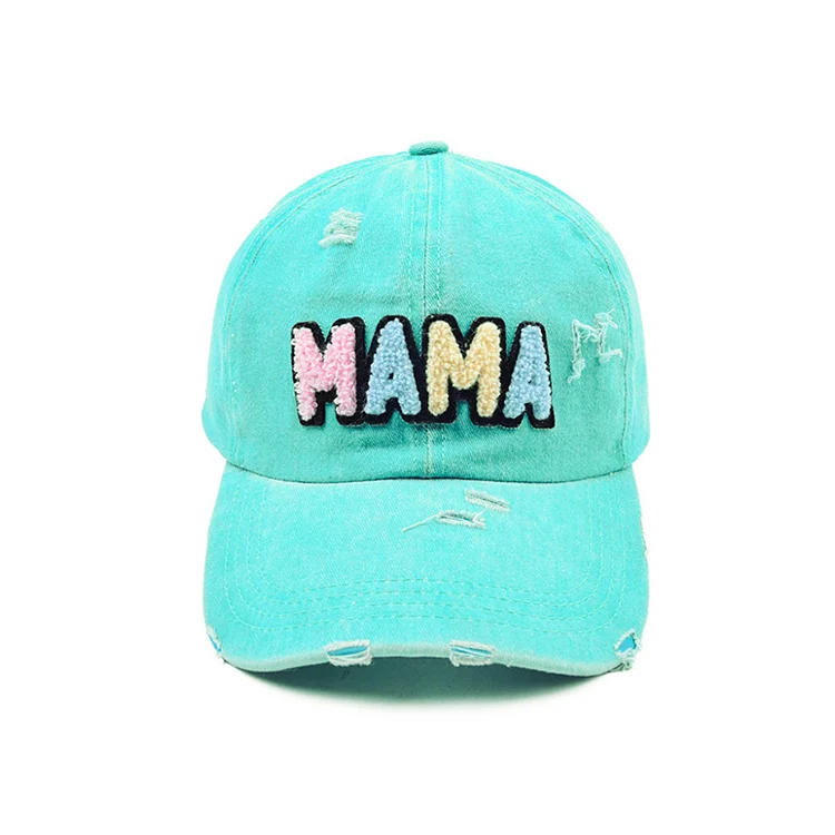 Mama Patch Embroidery Solid Color Adjustable Baseball Cap Women Washed Snapback Dad HatSunshade Truck Driver Caps Hats