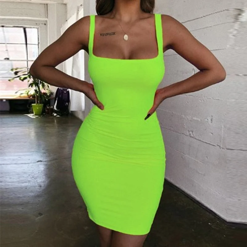 Summer Dress Women 2022 color design Casual Sleeveless Mini Sexy Bodycon Tank Club low neck Dresses robe femme vestidos clothes