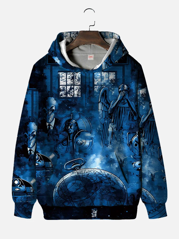 Eye-Catching Sci-Fi Watch Devil And Angel Printing Hooded Sweatshirt BestDVibe