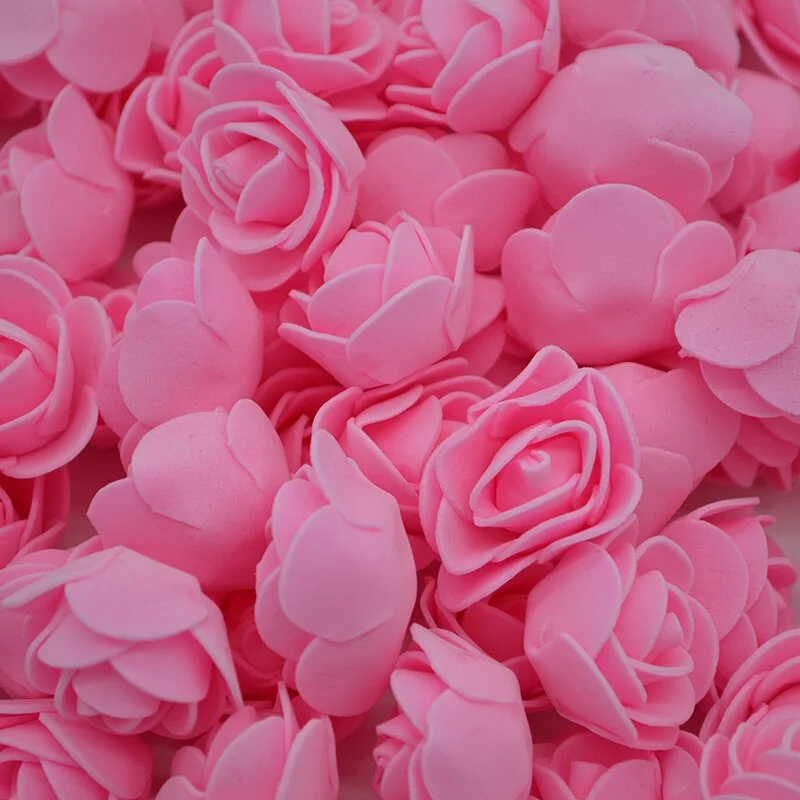 50Pcs/lot 3.5cm PE Foam Rose Head Artificial Rose Flowers Home Garden Decorative Wreath Supplies Wedding Event Party Decoration