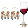 (Limited Stock)2pcs DIY Diamond Painting Ornament Flower Alphabet Wine Glass Charm、[Everydayedeals]