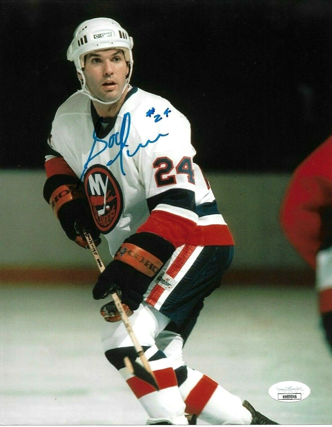 NHL NEW YORK ISLANDERS GORD LANE HAND SIGNED AUTOGRAPHED 8X10 Photo Poster painting WITH JSA COA