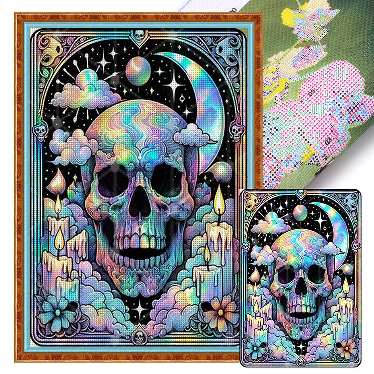 『YiShu』Halloween Skull - 11CT Stamped Eco-Friendly Cotton Thread Cross Stitch(50*70cm)