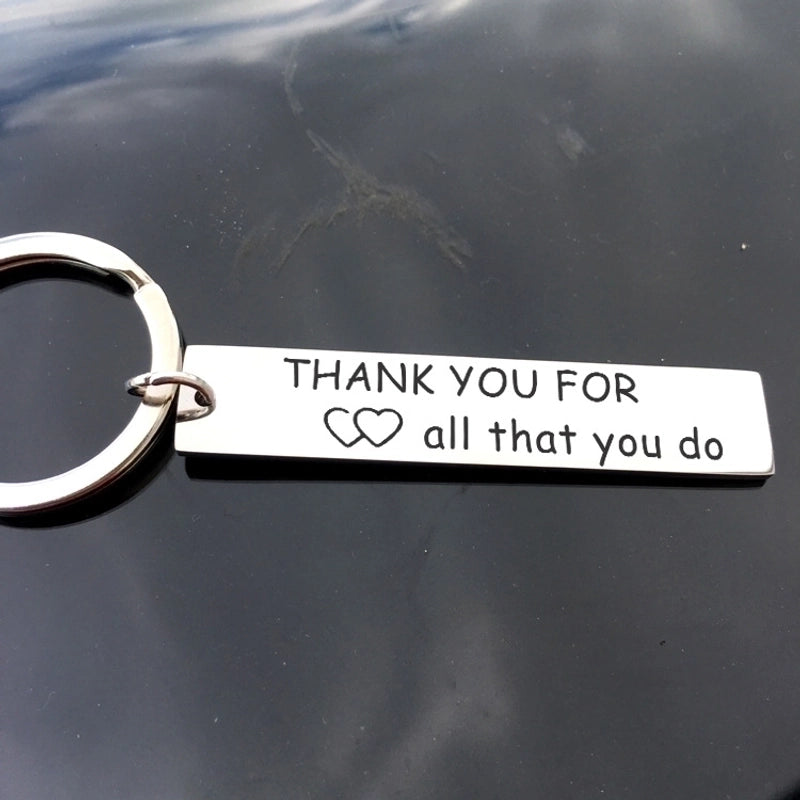Thank You For All That You Do Lettering Stainless Steel Keychains Nurse’s Day Teacher’s Day Gift