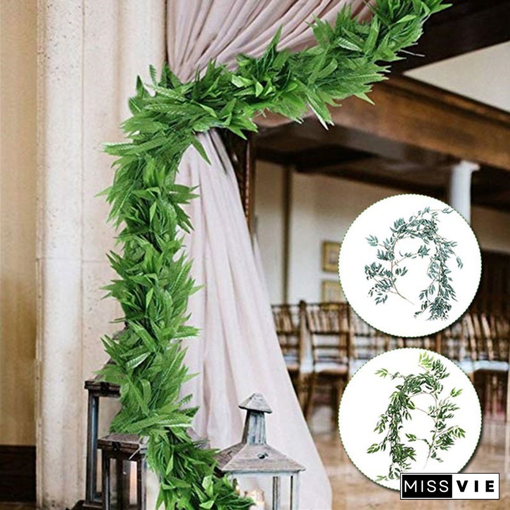 170/100 cm Artificial Willow Leaves Garland Faux Wreath Wedding Backdrop Home Wall Decor 10/8/5/4/2/1 pcs