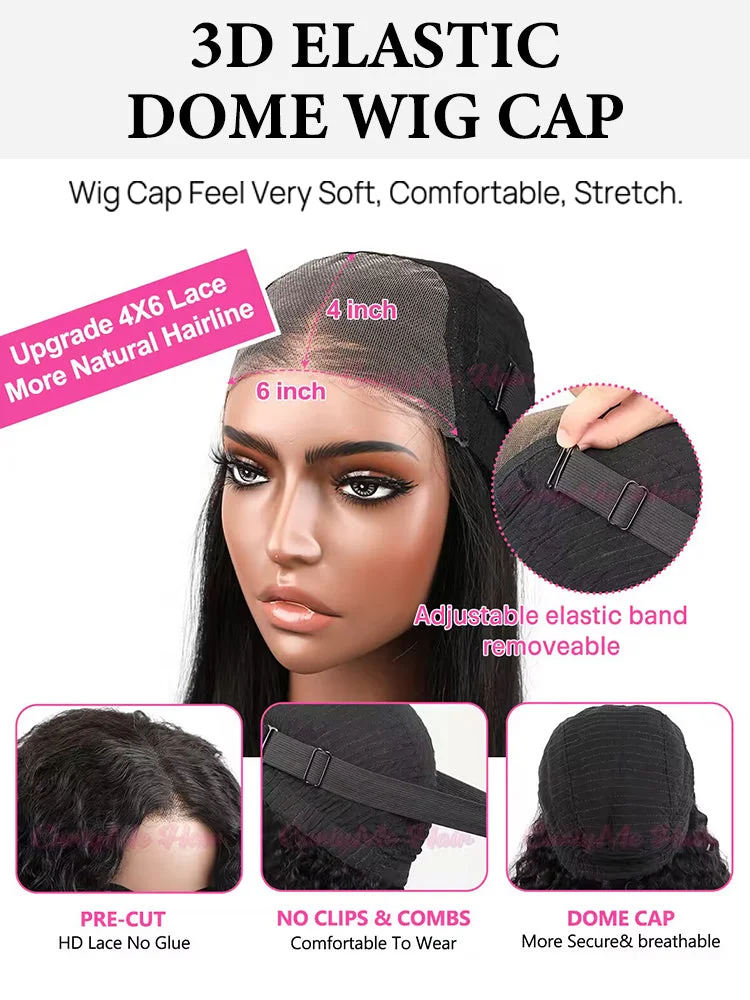 Pre-cut Lace Brown Wig With Blonde Highlight Wear Go Glueless Wig Straight  4x6 HD Lace Wig Preplucked with Natural Hairline