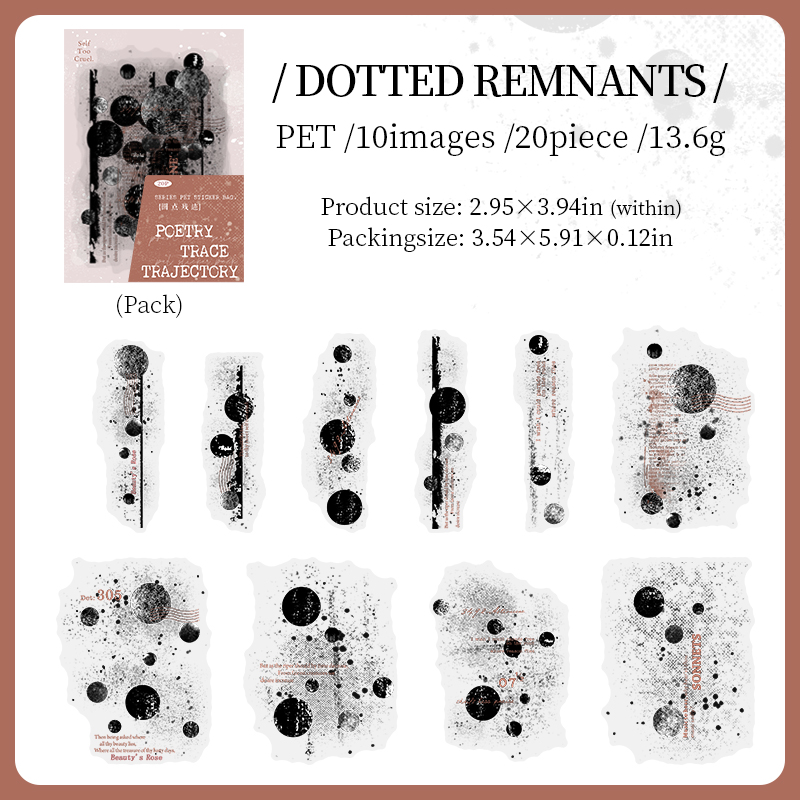 PET Sticker - Trace of Poem Series Vintage Mottled Traces 