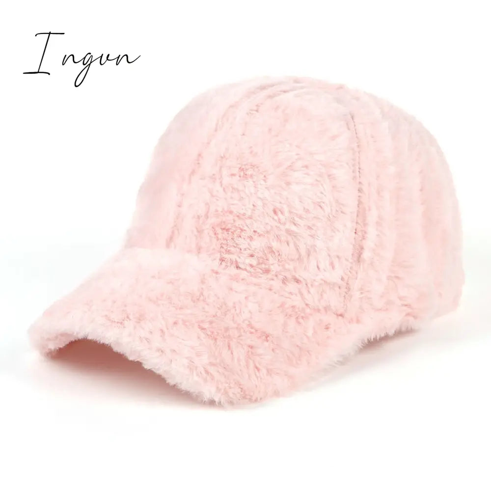 Ingvn - Women Winter Baseball Cap Wool Thicken Warm Casual Cute Elegant Solid Fashion Sports