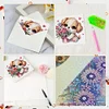 (US Local)6Pcs Flower Puppy Diamond Painting Greeting Card Diamond Handmade Card
